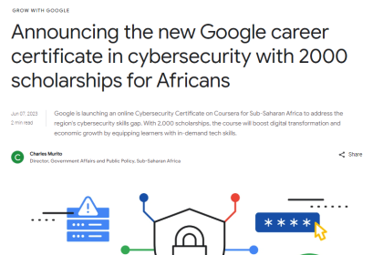2000 Google career certificate Scholarships in Cybersecurity 2023 for Africans