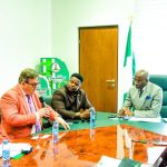 Deputy Speaker of the House of Representatives, Rt Hon. Benjamin Kalu (r) with Senior Deputy Vice-Chancellor of the University of Lincoln, Mr Simon Parkes (l) and Dr. Wisdom John Okoye of Eminent Transglobal Services Ltd (m) who paid him a courtesy visit at the National Assembly, May 22, 2024.    Photo: Deputy Speaker's Media office