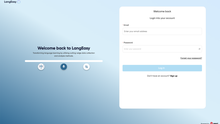 A desktop screenshot showing the landing page of https://www.langeasy.ai/