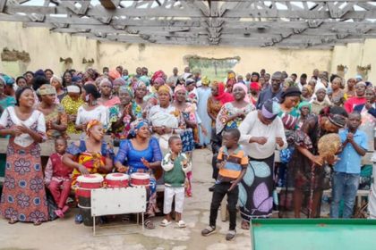 Christians in Mangu, Plateau State, Nigeria worshiped at Thanksgiving in the remains of their church that was burned a year ago. Open Doors photo