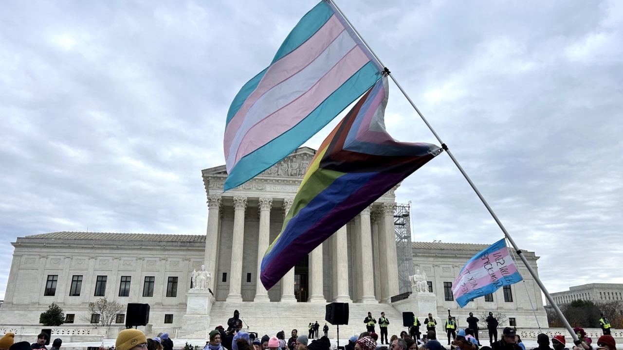 Dueling rallies demonstrate outside Supreme Court amid trans case