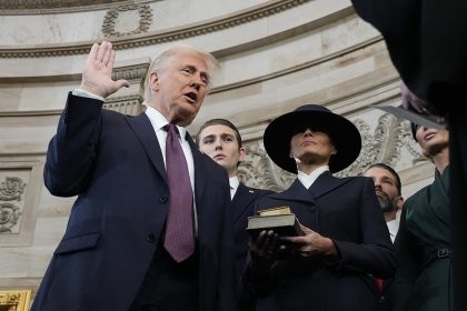 Trump did not place hand on Bible during second oath of office