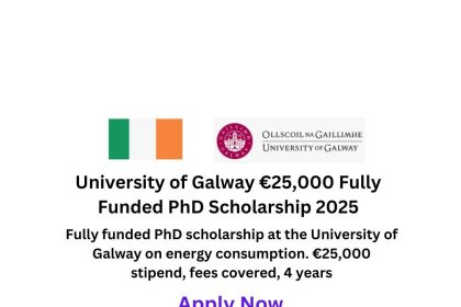 University of Galway €25,000 Fully Funded PhD Scholarship 2025