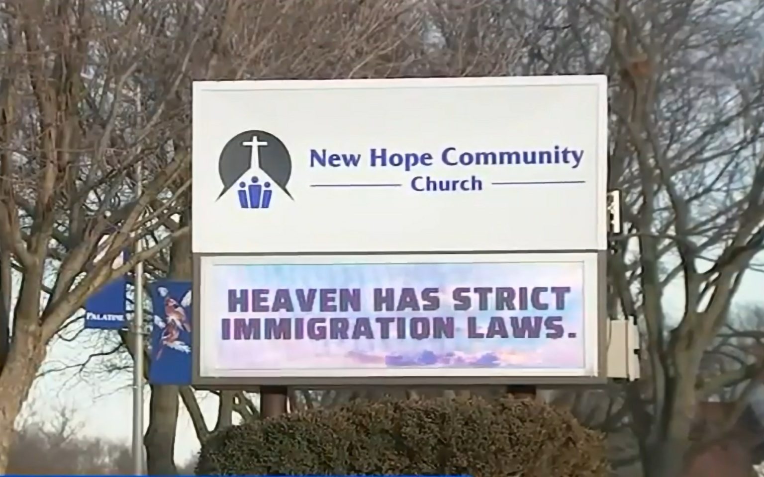 Church branded hateful for ‘Heaven has strict immigration laws’