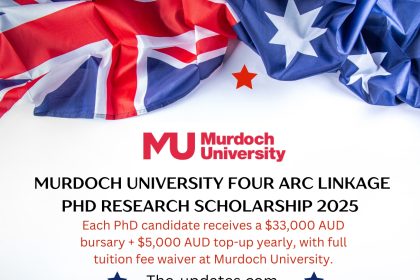 Fully funded Murdoch University PhD scholarships with a $33,000 AUD bursary, $5,000 AUD top-up per year, and full tuition waiver.