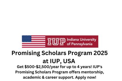 Indiana University of Pennsylvania Promising Scholars Program – Scholarship benefits include financial aid, mentorship, and career support.