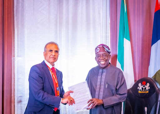 Airtel Africa chairman Sunil Bharti Mittal meets with Nigeria's President Bola Ahmed Tinubu at the State House in Abuja.