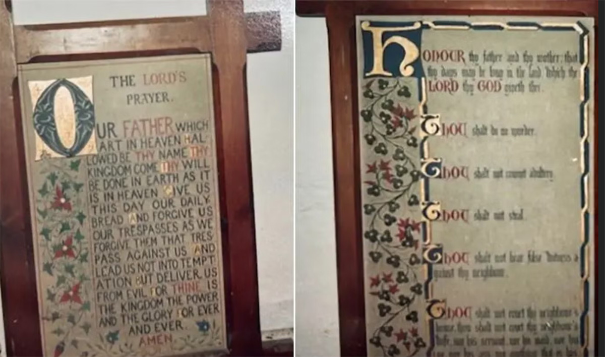 Thieves steal Ten Commandments from church in England