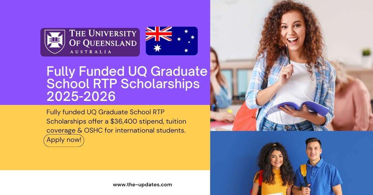 University of Queensland RTP Scholarships – Fully funded opportunities for Masters & PhD students with stipend, tuition, and OSHC.