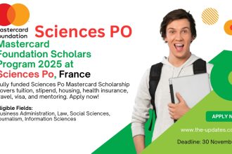 Fully funded Mastercard Foundation Scholars Program at Sciences Po, France, covering tuition, stipend, housing, and travel.