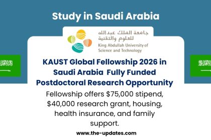 Postdoctoral researcher working in a modern laboratory at KAUST, representing the fully funded Global Fellowship 2026 in Saudi Arabia.