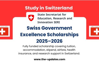 Swiss Government Excellence Scholarships – Fully funded program for international students including tuition, stipend, housing, and travel support in Switzerland.