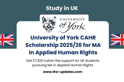 University of York campus with students walking, representing the CAHR Scholarship 2025 for MA in Applied Human Rights.