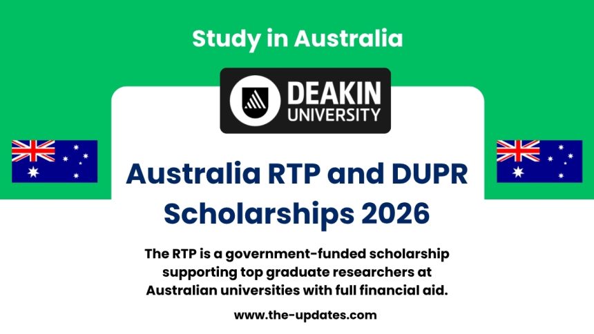 Deakin University campus – Fully Funded RTP and DUPR Scholarships 2026 for Master’s and PhD research students in Australia