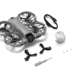 A drone and accessories.