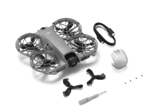 A drone and accessories.