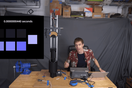 Brian Haidet explaining how he tiled pixels together to create footage of light traveling.