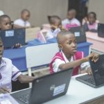 Pupils with their laptops