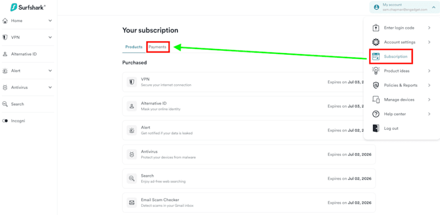 Cancel Surfshark auto-renew