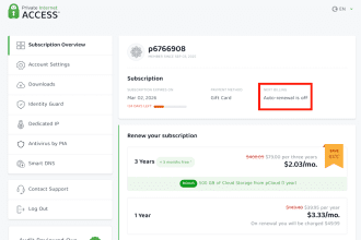 PIA subscription overview