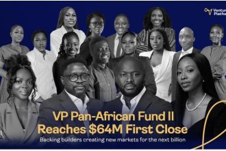 banner with African tech titans and words, highlight the venture capital investment into Venture Partners Pan-African Fund II